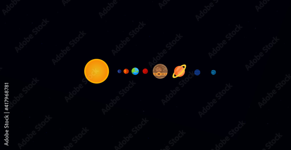 Sistema solar minimalista, universo, planetas, vetor