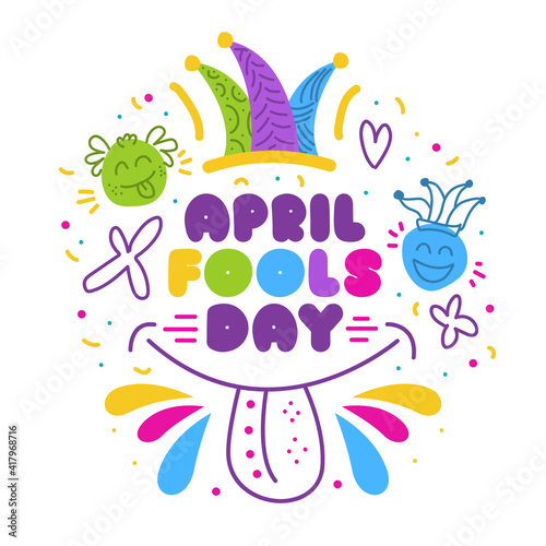 April fools day card with white background. vector illustration