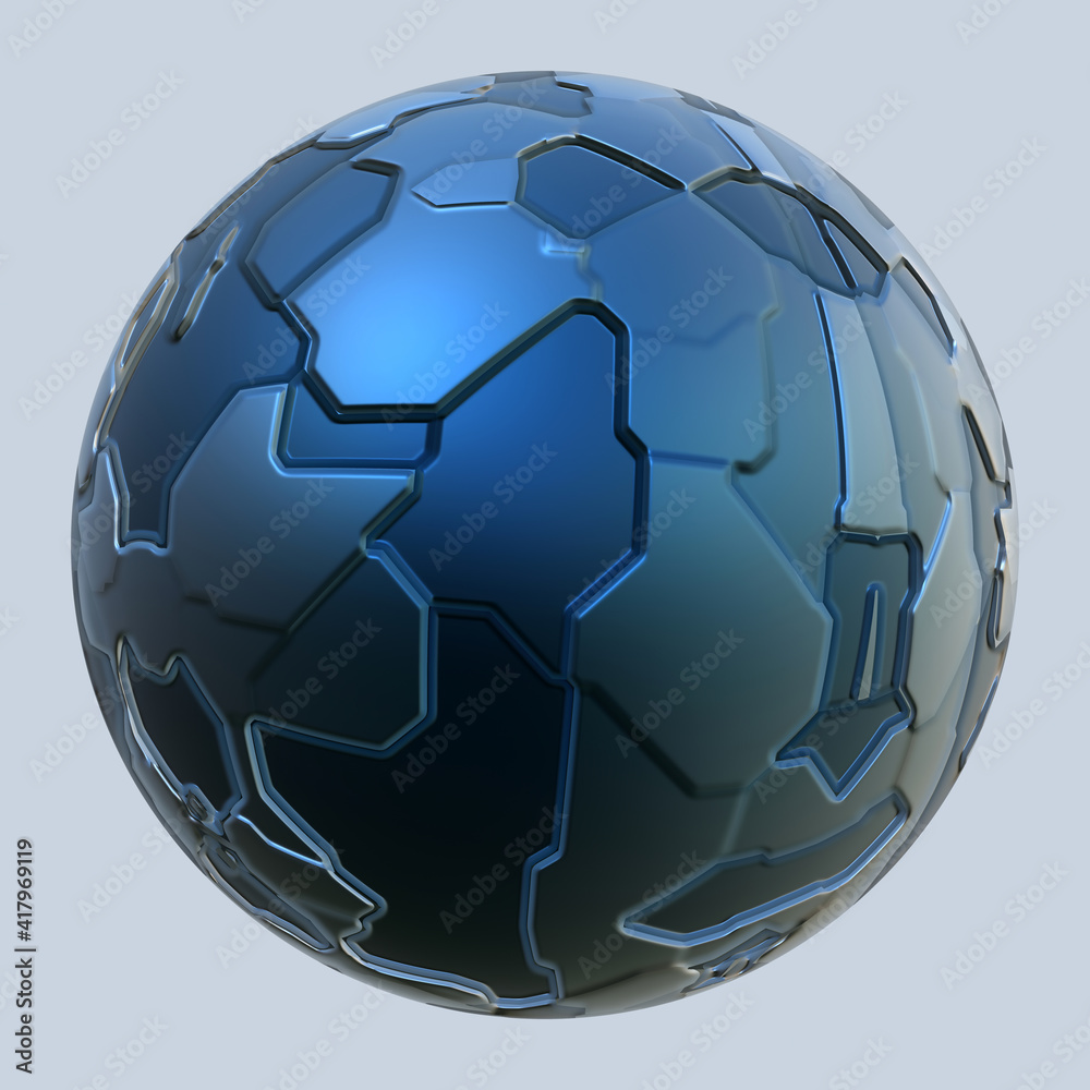 3D illustration of an alien ball on a light blue background 3D illustration of an alien ball on a light blue background