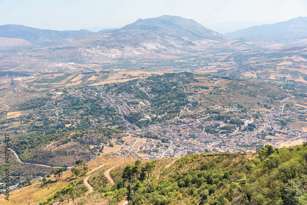 Aerial view of Valderice town on Sicily