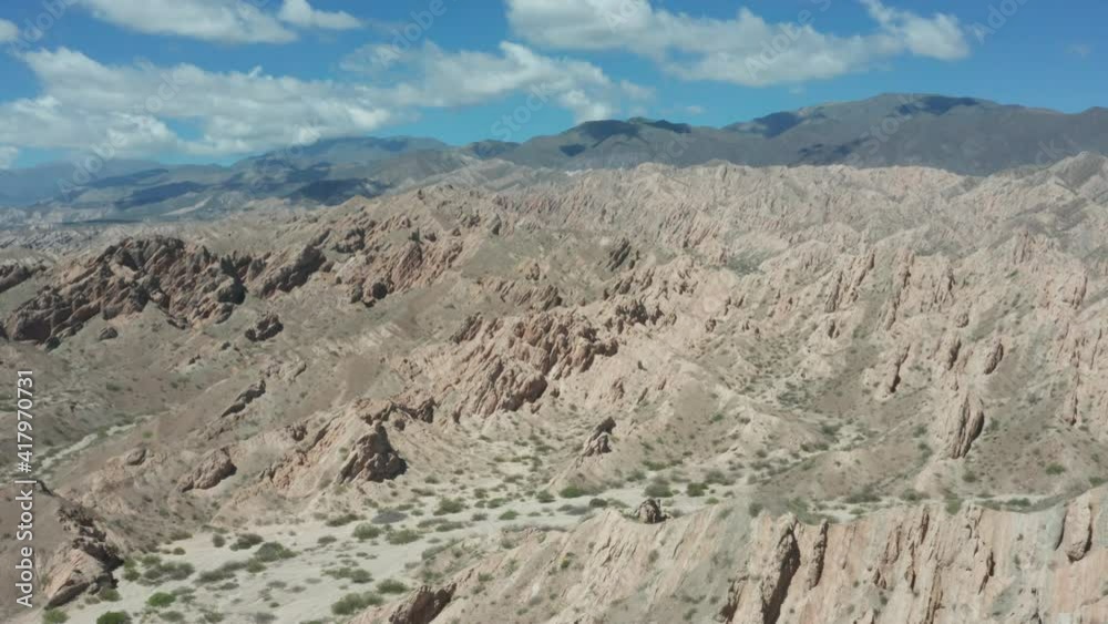 Aerial - Quebrada de las Flechas ravine, Argentina, wide circle shot
