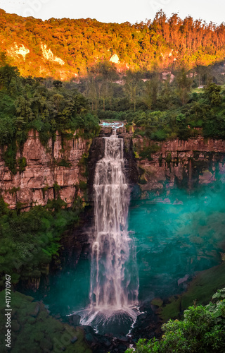 Fototapeta Naklejka Na Ścianę i Meble -  The waterfall on sunset time