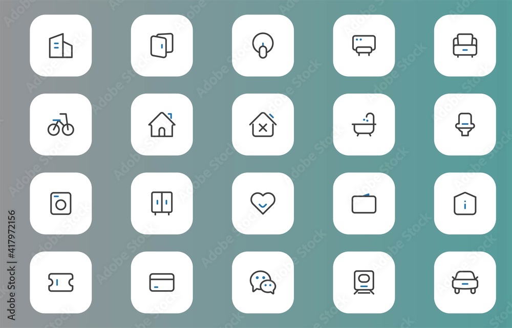 set of outline icons for UX, UI, web design