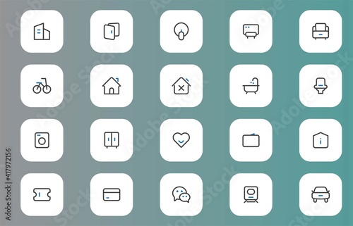 set of outline icons for UX, UI, web design