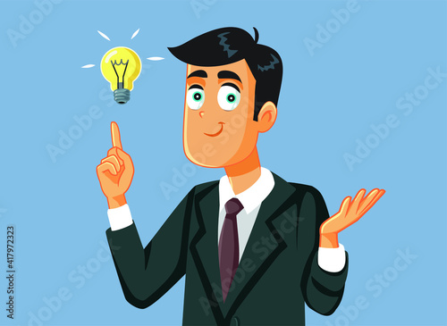 Happy Business Man Having a Brilliant Idea