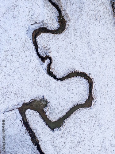Canvas Print birds eye view of snow covered ground