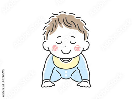 ハイハイをしているご機嫌な赤ちゃんのイラスト