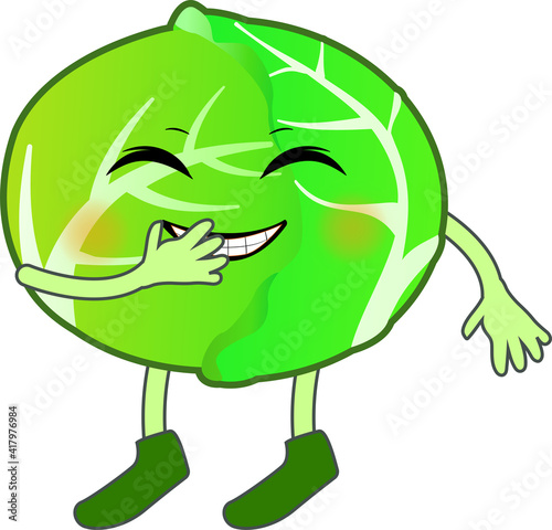 クスクス笑う可愛いキャベツのキャラクター