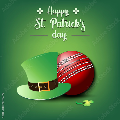 Happy St. Patricks day. Soccer ball and leprechaun hat on an isolated background. Pattern for greeting card, logo, banner, poster, party invitation. Vector illustration