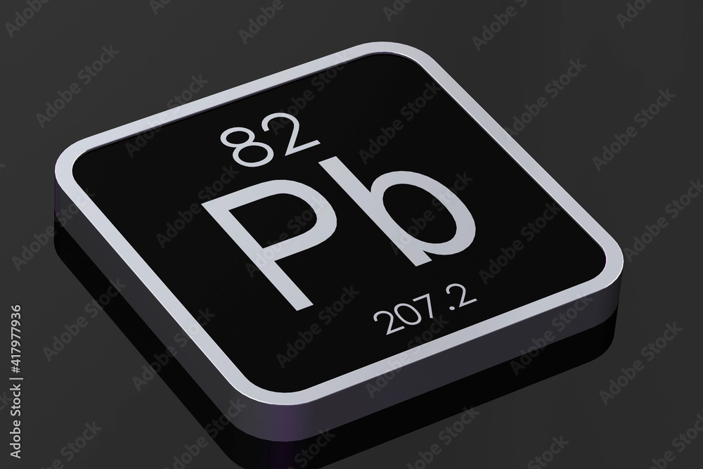 Lead element from periodic table on black square block Lead element from periodic table on black square block