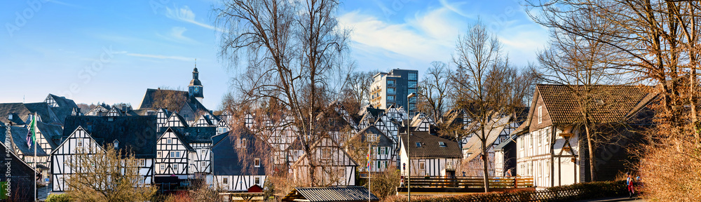 Historic core of Freudenberg with beautiful half-timbered houses in Siegerland, Germany