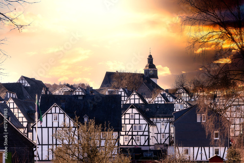 Historic core of Freudenberg with beautiful half-timbered houses in Siegerland, Germany photo