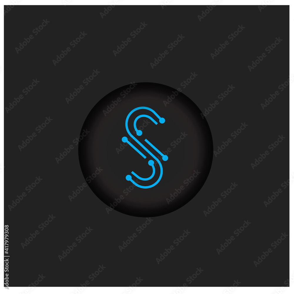 letter s creative logo illustration digital electronic circuits vector design line color
