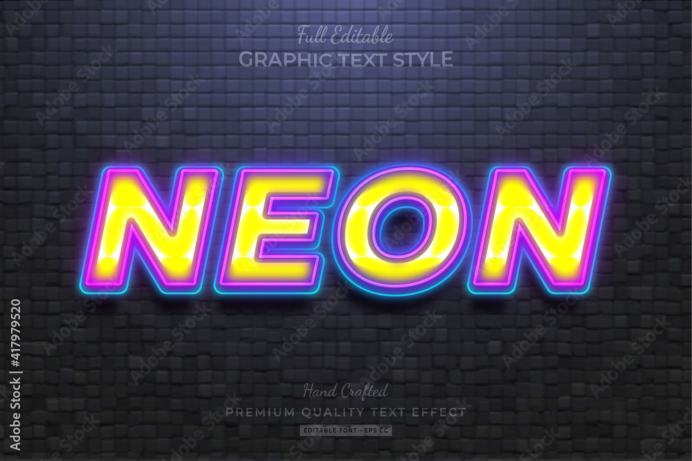Obraz premium Colorful Neon Editable Text Effect Font Style