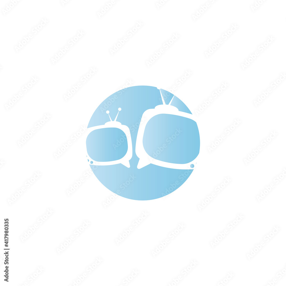 Fototapeta premium simple talk tv icon vector logo