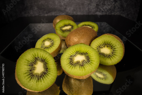 Fresh kiwi in close-up - very healthy fruits - close-up shot