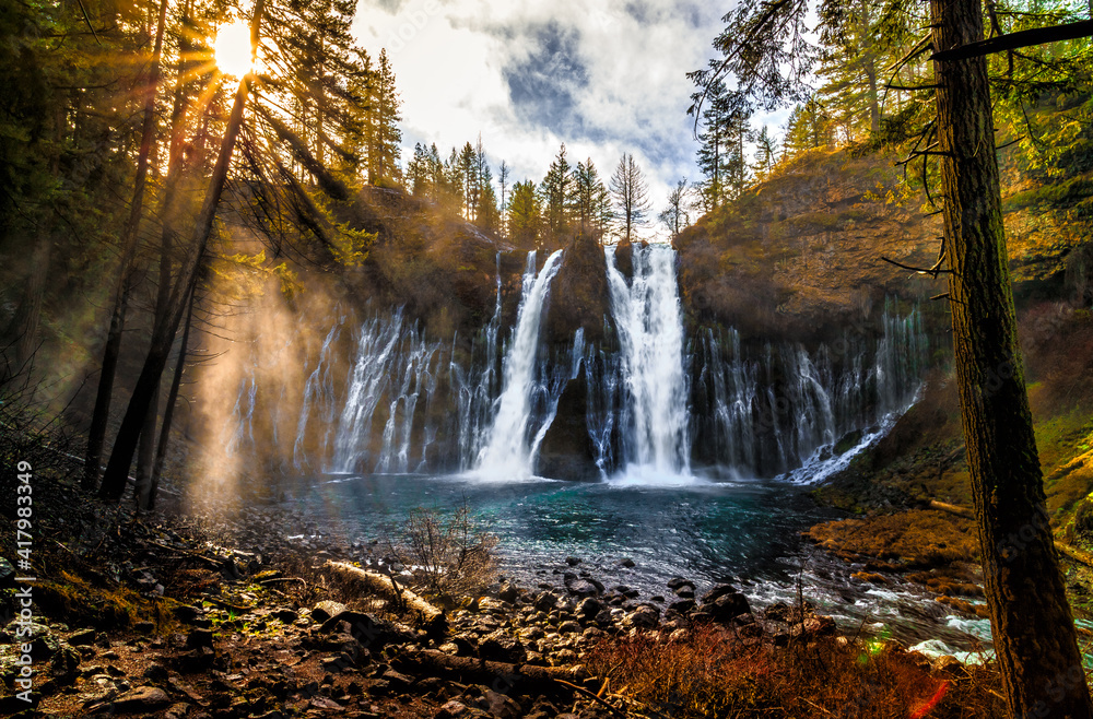 Sunrise on Burney Falls, McArthur-Burney Falls Memorial State Park, California Sunrise on Burney Falls, McArthur-Burney Falls Memorial State Park, California