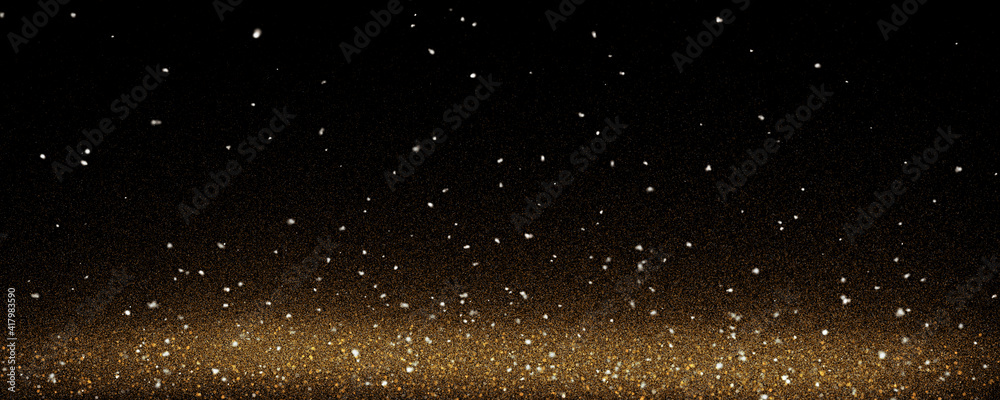 Bokeh Abstract shiny light and glitter with de focused. Glitter light background, Gold, White, Blue bokeh glitter sparkle background. Bokeh light effect creative background.