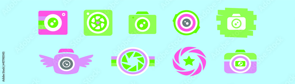 set of photographer cartoon icon design template with various models. vector illustration isolated on blue background set of photographer cartoon icon design template with various models. vector illustration isolated on blue background