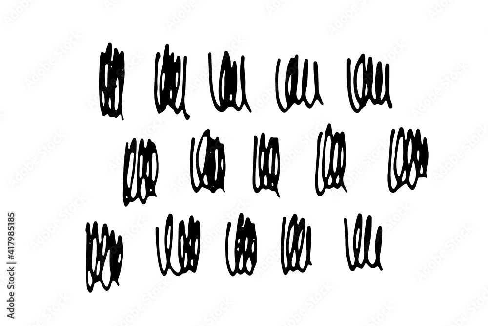 Obraz premium Collection of hand drawn abstract shapes. Scribbles handwritten with pen or pencil. Simple vector illustration