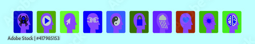 set of psychologist cartoon icon design template with various models. vector illustration isolated on blue background