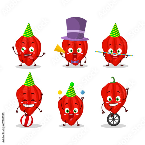 Cartoon character of new red habanero with various circus shows