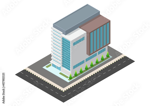 Isometric of Skyscrapers offices or hotel building.