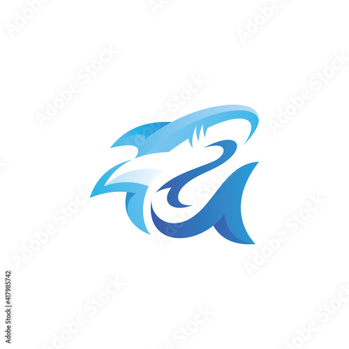 Abstract Shark Fish Mascot Logo