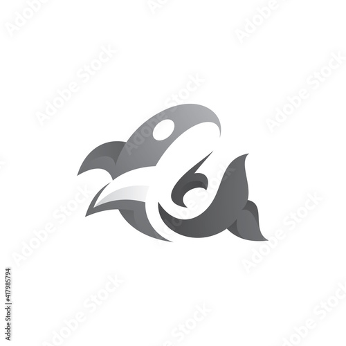 Abstract Whale Logo Icon