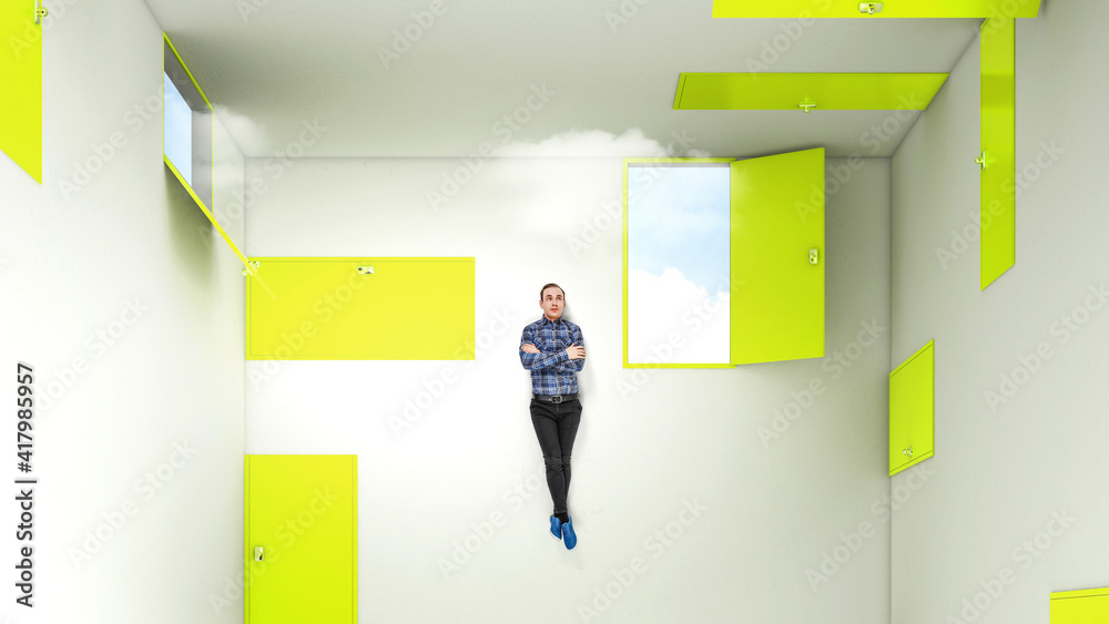 Fototapeta premium Right decision making concept. Mixed media
