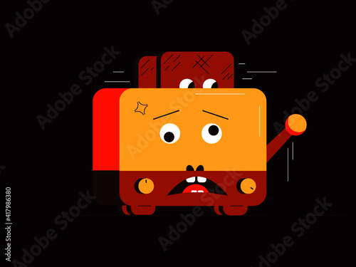 Toaster with toast. Vector graphics.