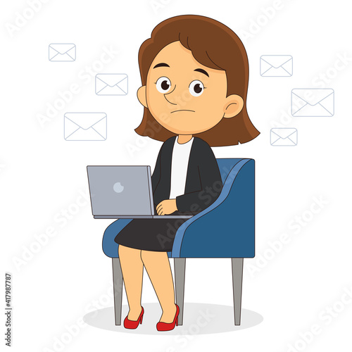 Busy business woman unfinished work. Business concept