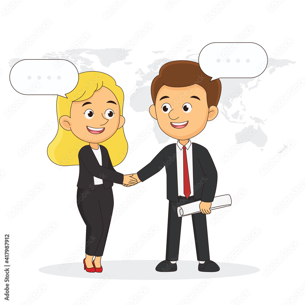 Business man and woman. Two persons are shaking hands, businessman, partners,manager