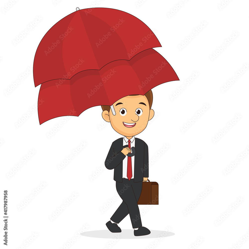 Businessman with double umbrella Businessman with double umbrella