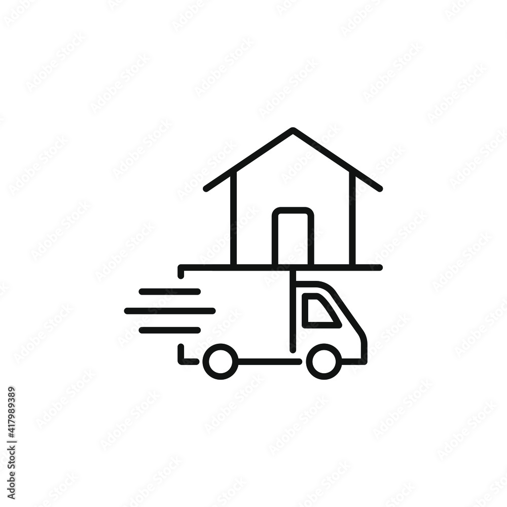 Home delivery truck icon concept isolated on white background. Vector illustration