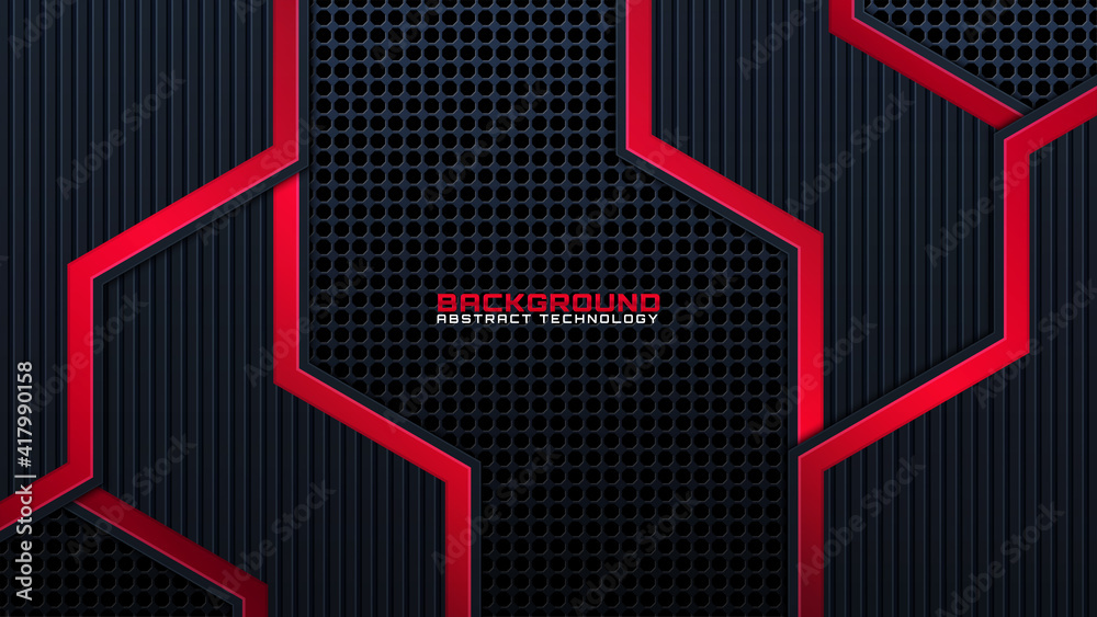 abstract black with red line technology background modern futuristic ...