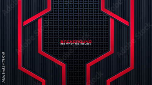 abstract metallic red black layout design tech innovation concept background .vector illustration.
