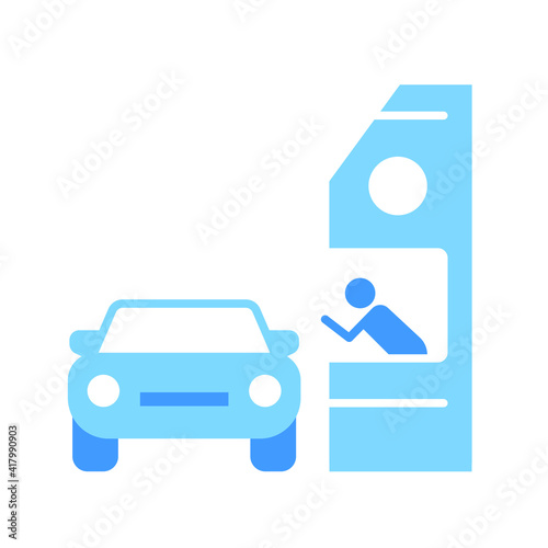Drive through coloured icon. Simple flat style symbol can be used for web, mobile, ui design. Thru, window, car, restaurant, shop concept. Vector illustration isolated on white background. EPS 10.
