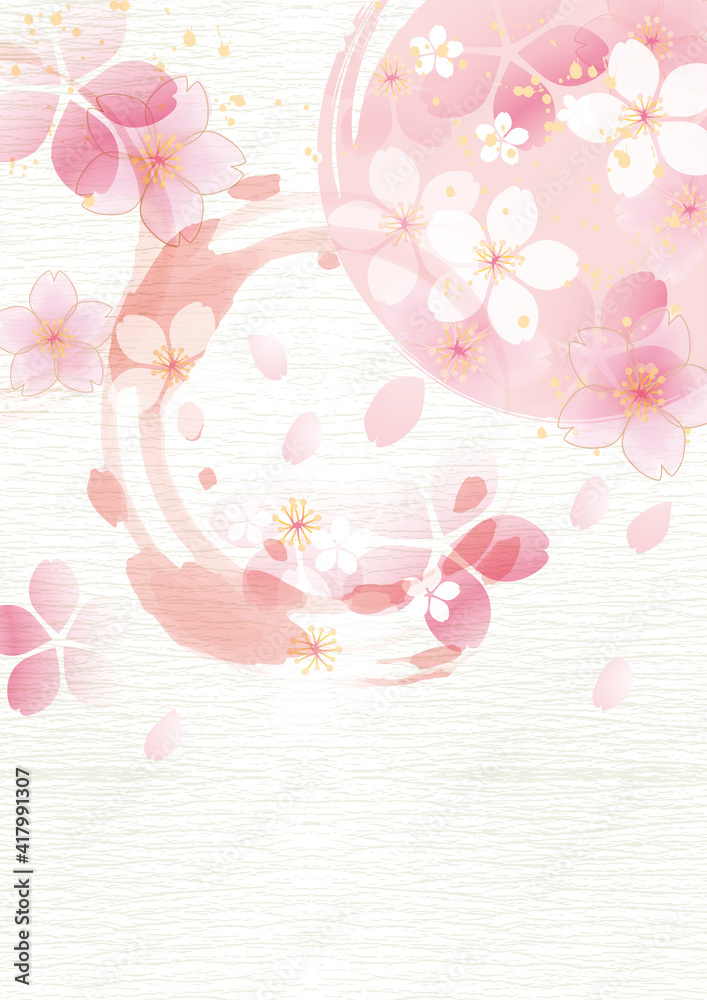 春　桜の和風背景素材
