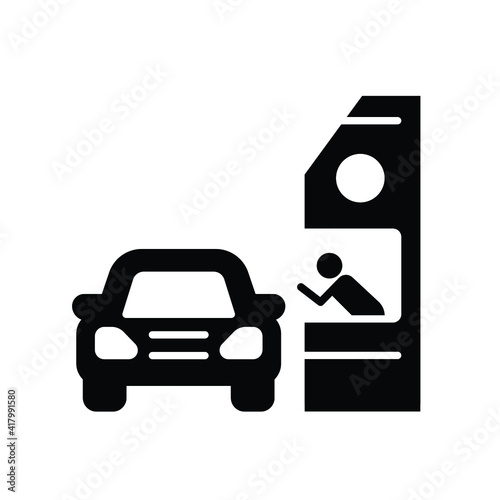 Drive through glyph icon. Simple solid style symbol can be used for web, mobile, ui design. Thru, window, car, restaurant, shop concept. Vector illustration isolated on white background. EPS 10.