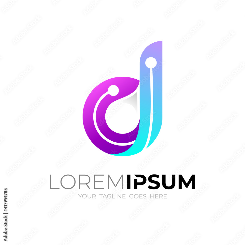 Technology logo and letter D design , 3d colorful logos Technology logo and letter D design , 3d colorful logos