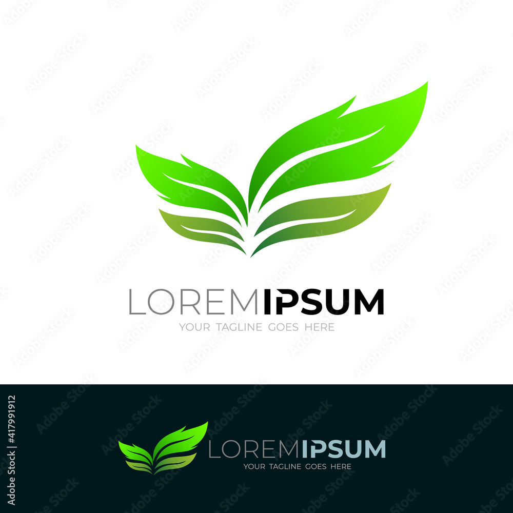 Nature leaf logo with simple design illustration, green leaf logos Nature leaf logo with simple design illustration, green leaf logos