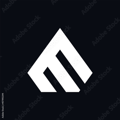 Free Download Initial letter E or M logo template with geometric diamond arrow head illustration in flat design monogram symbol - GFXLoad