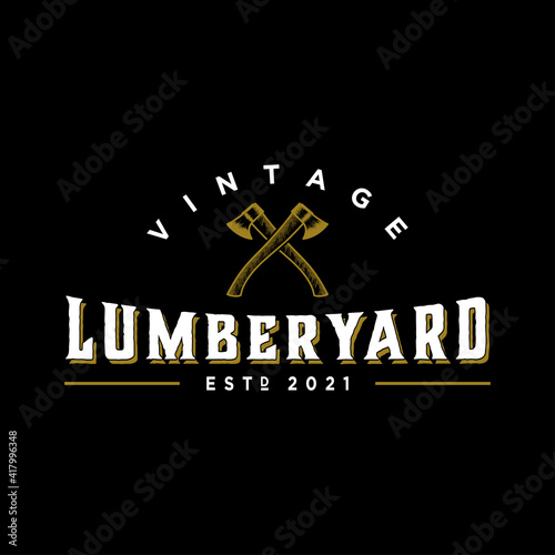 rustic vintage style lumberyard logo design