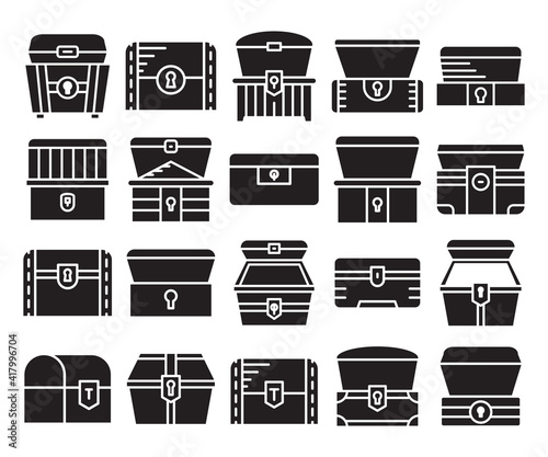 treasure chest icons vector set