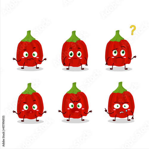 Cartoon character of red habanero with what expression