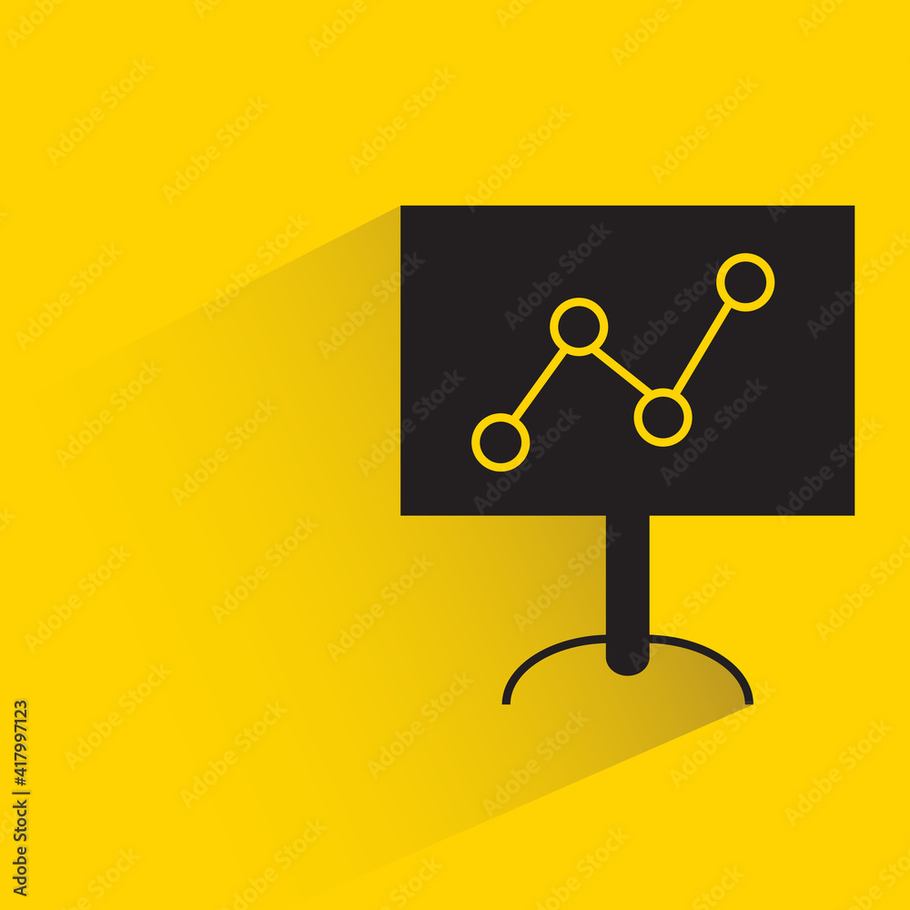 graph on white board with shadow on yellow background graph on white board with shadow on yellow background