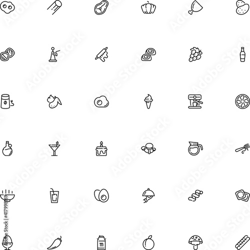 icon vector icon set such as: wing, color, butler, roll, farming, oil, kettle, holiday, gourd, french, decoration, poultry, fly, cultivation, edible, editable, image, grilled, ripe, woods, biscuit