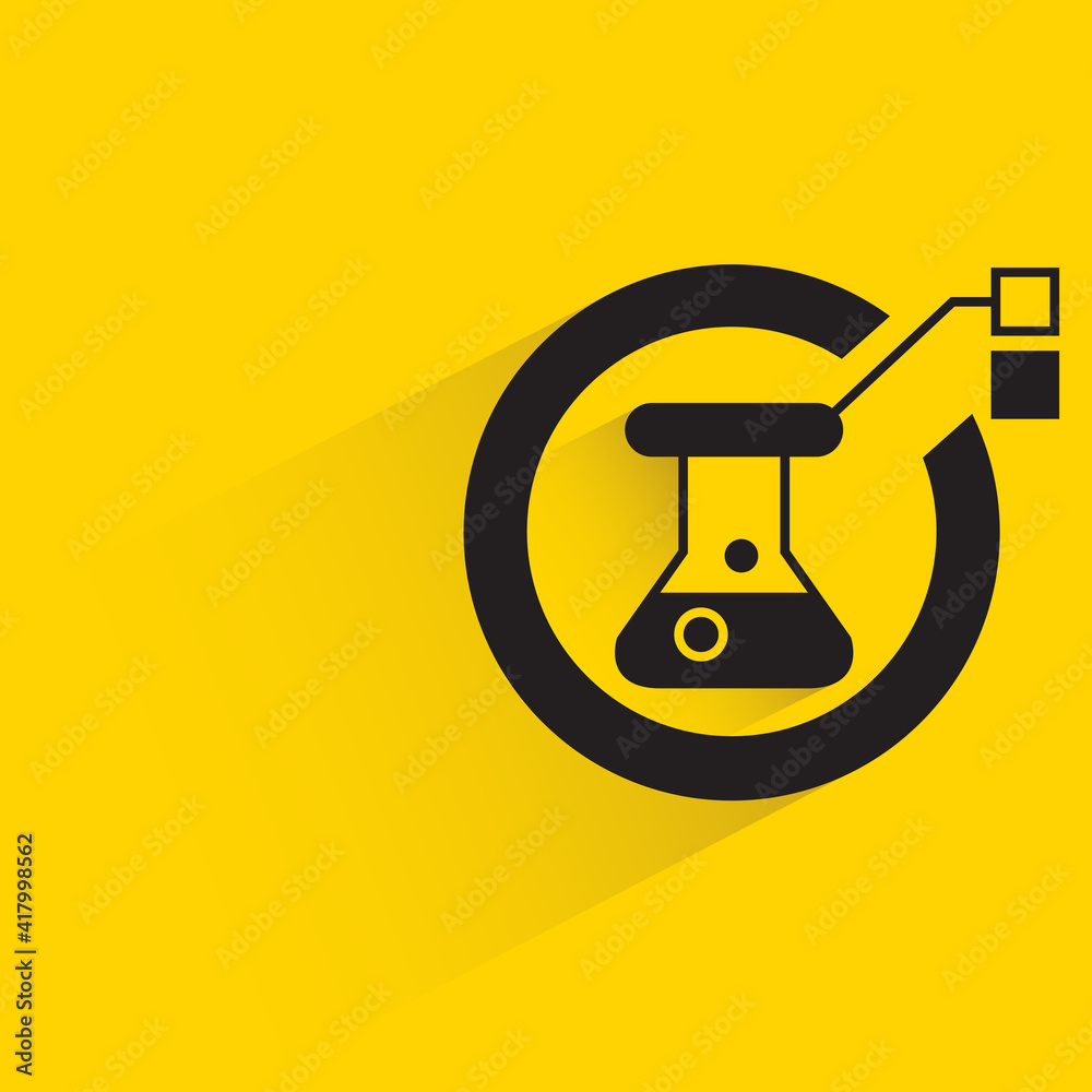 lab flask with shadow on yellow background lab flask with shadow on yellow background