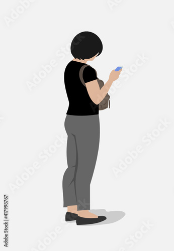 Asian Girl Looking her smart phone